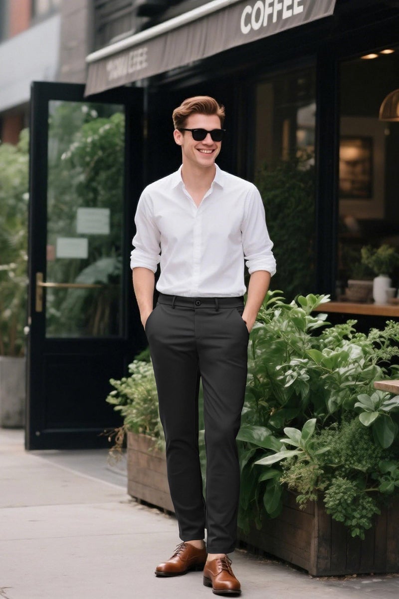 Plaid&Plain Menâ€™s Slim Fit Dress Pants Stretch Dress Pants 8101Black 30X34 - Image 5